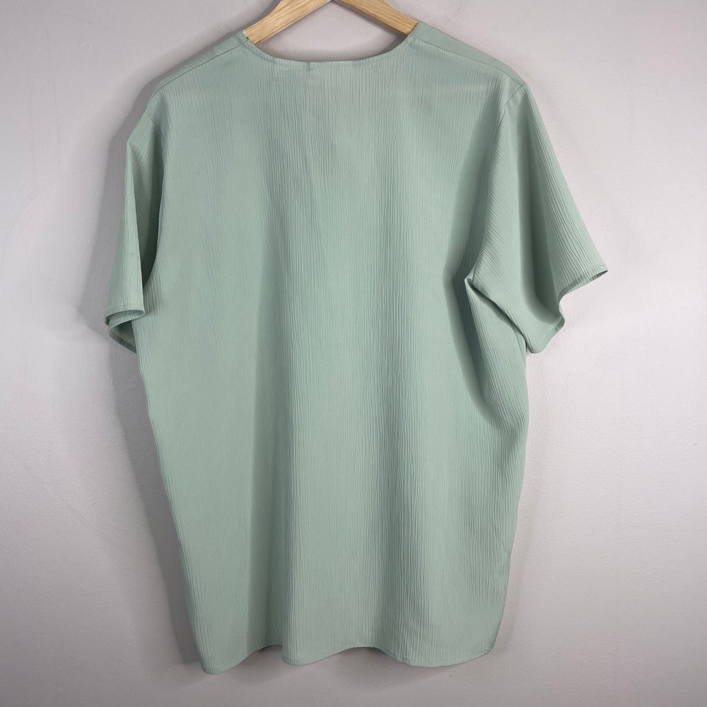 Vintage Minimalist Button Up Top Womens XLarge Sage Green Neutral Career Casual - Picture 2 of 15